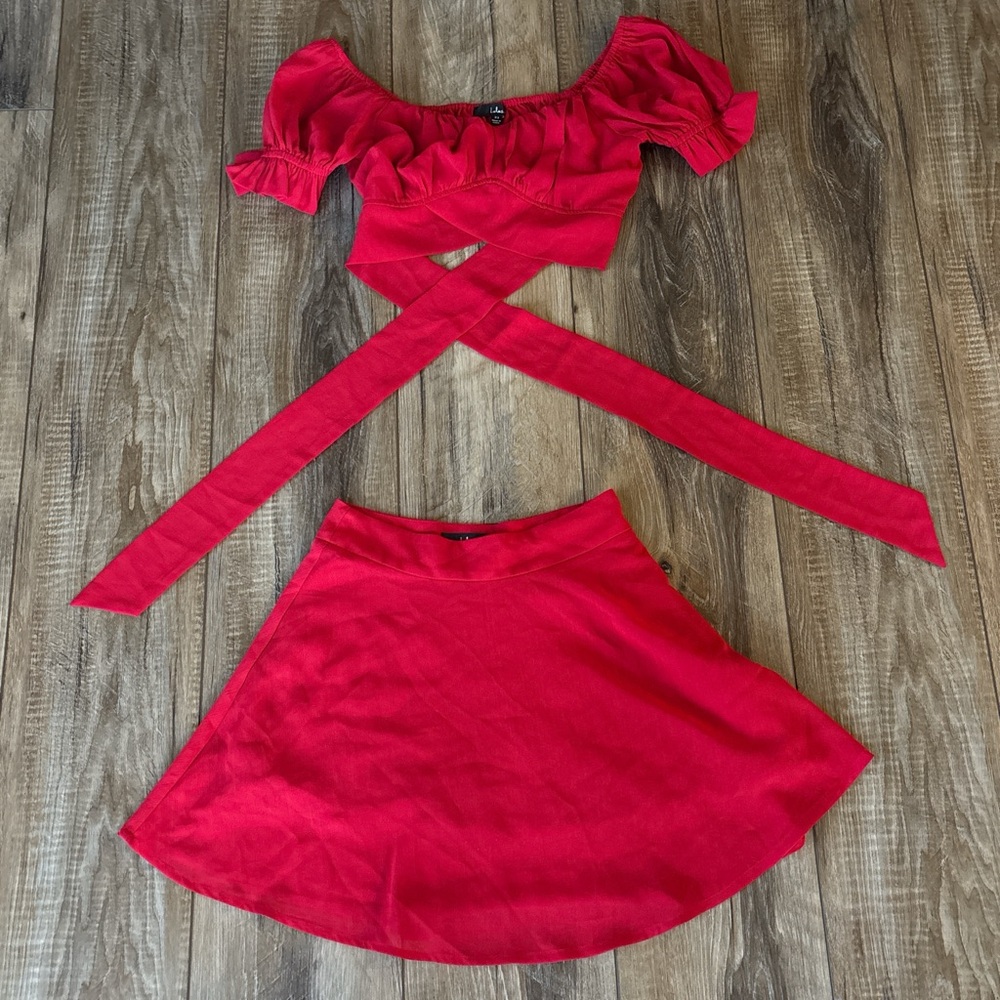 Lulu's Vibrant Red Skirt Set